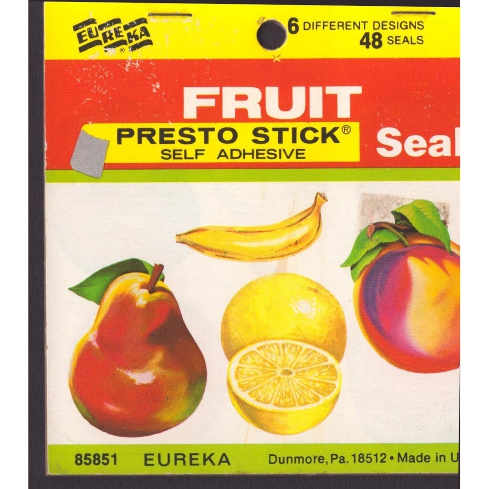 Vintage Eureka Fruit Presto Stick Self Adhesive Seals 48 Count 85851 Made in USA - Picture 1 of 1